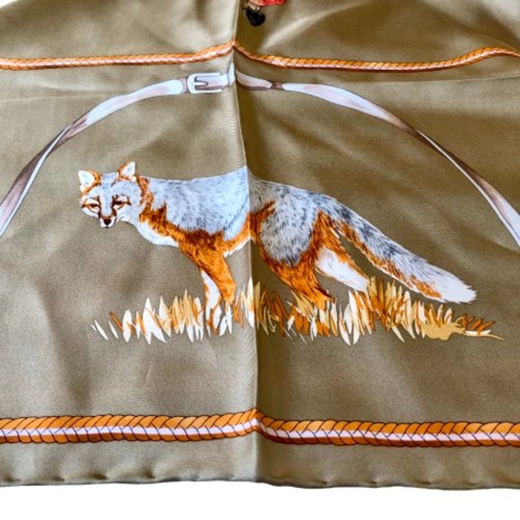 Vintage Equestrian Silk Scarf Fox Hunting Hounds Horn Horse Bits KOREA 34" sq - Picture 12 of 15